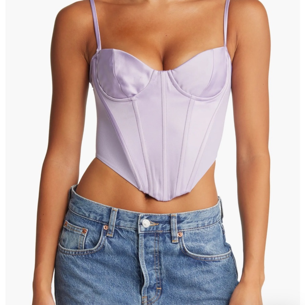 House of CB Tamsin Satin Corset Crop Top-Orchid Used Large, cup sizes A-C